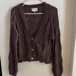 Elegant Knit Cardigan in Deep Brown